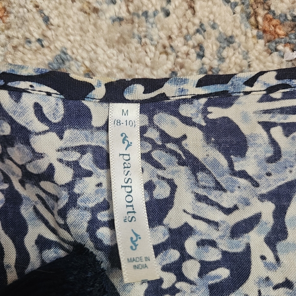 Passport Navy and White Patterned Blouse - Picture 8 of 11